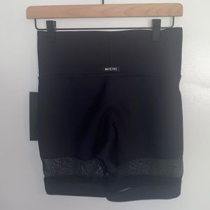 MICHI Black Biker Shorts with Mesh